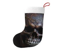 LiuMng Décoration de Noël en forme de crâne de couleur cuivre - Chaussettes décoratives personnalisées à suspendre pour sapin de Noël, escaliers, noir, taille unique