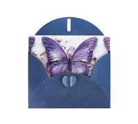 LiuMng Ensemble de cartes vierges avec enveloppes bleues Motif papillon Peinture à l'huile Violet 10,2 x 15,2 cm Pour toutes les occasions
