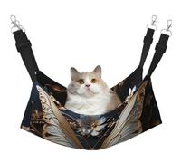 LiuMng Grand hamac pour chat - Lit réglable pour animal domestique, imprimé papillons blancs et dorés, pour chatons et petits animaux