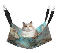 LiuMng Grand hamac pour chat - Lit réglable pour animal domestique, motif carte du monde de dessin animé, tapis de repos pour chaton et petits animaux