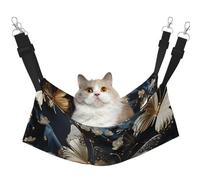 LiuMng Grand hamac pour chat - Lit réglable pour animal domestique, motif papillons blancs dorés et noirs, tapis de repos pour chaton et petits animaux