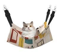 LiuMng Hamac pour chat de taille moyenne pour cage - Lit réglable pour animal domestique, motif moderne du milieu du siècle, tapis de repos pour chaton et petits animaux