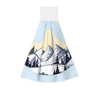 LiuMng Lingettes à main en velours corail à suspendre pour cuisine, salle de bain et cuisine, motif montagnes enneigées blanches