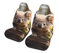 LiuMng Lot de 2 housses de siège de voiture - Motif koala mignon imprimé pour siège avant de voiture, coussin élastique et respirant, pour homme et femme