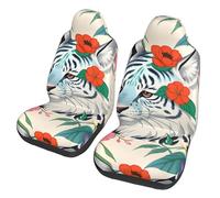 LiuMng Lot de 2 housses de siège de voiture - Motif tigre blanc mignon - Coussin élastique pour siège avant de voiture - Pour homme et femme