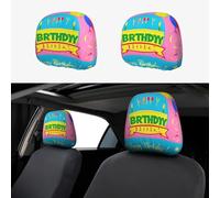 LiuMng Lot de 2 housses pour appuie-tête de siège de voiture - Imprimé ballon Happy Birthday - Élasticité - Anti-saleté - Pour camionnettes