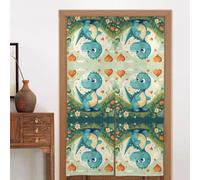 LiuMng Lot de 2 rideaux de porte en tissu - 86,4 x 142,2 cm - Pour décoration d'intérieur - Petit dinosaure dans l'herbe verte