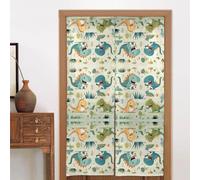 LiuMng Lot de 2 rideaux de porte en tissu - 86,4 x 142,2 cm - Séparateurs de pièce - Tapisserie pour la maison - DecoCute - Petit bébé dinosaure