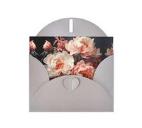 LiuMng Lot de cartes vierges avec enveloppes grises imprimées pivoines blanches brillantes, belles cartes de vœux d'anniversaire 10,2 x 15,2 cm, pour toutes les occasions