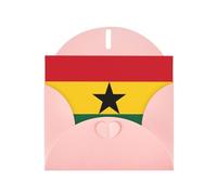 LiuMng Lot de cartes vierges avec enveloppes roses et motif drapeau du Ghana, 10 x 15 cm, pour toutes les occasions
