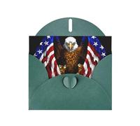 LiuMng Lot de cartes vierges avec imprimé aigle patriotique des États-Unis avec enveloppes vert foncé, belles cartes de vœux d'anniversaire 10,2 x 15,2 cm, pour toutes les occasions