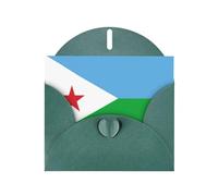 LiuMng Lot de cartes vierges imprimées avec drapeau de Djibouti avec enveloppes vert foncé, belles cartes de vœux d'anniversaire 10,2 x 15,2 cm, pour toutes les occasions