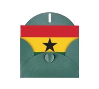 LiuMng Lot de cartes vierges imprimées avec drapeau du Ghana avec enveloppes vert foncé, belles cartes de vœux d'anniversaire 10,2 x 15,2 cm, pour toutes les occasions