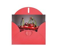 LiuMng Lot de cartes vierges imprimées de cerises chiliennes avec enveloppes rouges, belles cartes de vœux d'anniversaire 10,2 x 15,2 cm, pour toutes les occasions
