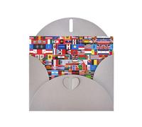 LiuMng Lot de cartes vierges imprimées de divers drapeaux avec enveloppes grises, belles cartes de vœux d'anniversaire 10,2 x 15,2 cm, pour toutes les occasions