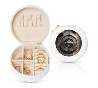 LiuMng Magical Design Boîte à bijoux en cuir pour femme avec motif runes nordiques et boussole Blanc