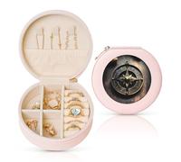 LiuMng Magical Design Boîte à bijoux en cuir pour femme avec motif runes nordiques et boussole Rose