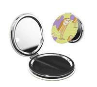 LiuMng Miroir de maquillage portable de poche avec hibou debout - Miroir cosmétique de voyage - Forme ronde - Miroir grossissant - Miroir compact pour cils