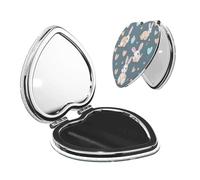 LiuMng Miroir de maquillage portable de poche avec motif lapin mignon et mignon - Miroir de voyage en forme de cœur - Miroir grossissant pour cils