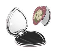 LiuMng Miroir de maquillage portable de poche blanc rose d'amour miroir cosmétique de voyage en forme de cœur grossissant miroir compact pour cils