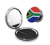 LiuMng Miroir de poche portable de maquillage avec drapeau de l'Afrique du Sud - Miroir cosmétique de voyage - Forme ronde - Miroir grossissant compact pour cils
