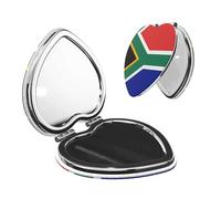 LiuMng Miroir de poche portable de maquillage avec drapeau de l'Afrique du Sud - Miroir cosmétique de voyage en forme de cœur - Miroir grossissant compact pour cils
