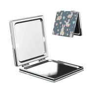LiuMng Miroir de poche portable de maquillage de dessin animé mignon lapin miroir cosmétique de voyage miroir carré grossissant miroir compact pour cils