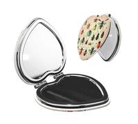 LiuMng Miroir de poche portable de maquillage de petite taille avec motif d'insectes, miroir de voyage en forme de cœur, miroir compact pour cils