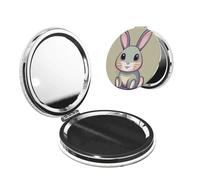 LiuMng Miroir de poche portable de maquillage mignon petit lapin miroir cosmétique de voyage miroir de forme ronde grossissant miroir compact pour cils