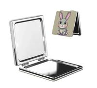 LiuMng Miroir de poche portable de maquillage mignon petit lapin miroir cosmétique de voyage miroir carré grossissant miroir compact pour cils