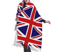 LiuMng Poncho à franges en cachemire avec drapeau du Royaume-Uni - Écharpe tendance pour femme - Pour le printemps, l'automne et l'hiver