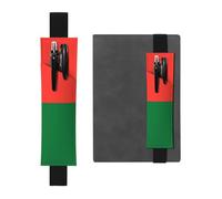 LiuMng Porte-stylo réglable, bande élastique noire, marque-page, drapeau de Madagascar imprimé drapeau de Madagascar, pochette à crayons en cuir, pour journal ou carnet, Noir , Taille unique