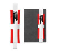 LiuMng Porte-stylo réglable, bande élastique noire, motif drapeau danois du Danemark, pochette à crayons en cuir, pour journal ou carnet, blanc, Taille unique, Porte-stylo réglable pour journaux