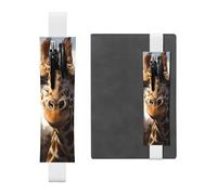LiuMng Porte-stylo réglable, bande élastique noire, motif girafe de New York, pochette à crayons en cuir, pour journal ou carnet de notes, blanc, Taille unique, Porte-stylo réglable pour journaux