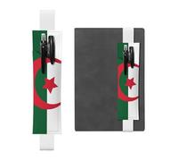 LiuMng Porte-stylo réglable, blanc bande élastique marque-page, drapeau de l'Algérie imprimé drapeau de l'Algérie Pochette à crayons en cuir pour journal Notebook