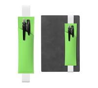 LiuMng Porte-stylo réglable, marque-page avec bande élastique blanche, couleur unie imprimé vert clair, pochette à crayons en cuir, pour journal et carnet de notes