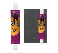 LiuMng Porte-stylo réglable, marque-page avec bande élastique blanche, imprimé smiley mangue en cuir, pochette à crayon, pour journal ou carnet de notes