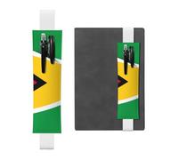 LiuMng Porte-stylo réglable, marque-page avec bande élastique blanche, motif drapeau de la Guyane, pochette à crayons en cuir, pour journal ou carnet