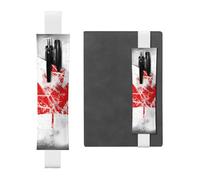 LiuMng Porte-stylo réglable, marque-page avec bande élastique blanche, motif drapeau du Canada rétro, pochette à crayons en cuir, pour journal ou carnet de notes