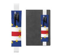 LiuMng Porte-stylo réglable, marque-page avec bande élastique blanche, motif drapeau du Cap-Vert, pochette à crayons en cuir, pour journal ou carnet