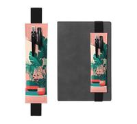 LiuMng Porte-stylo réglable, marque-page avec bande élastique noire, belle plante verte en pot, pochette à crayons en cuir, pour journal et carnet, Noir , Taille unique, Porte-stylo réglable pour