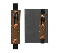 LiuMng Porte-stylo réglable, marque-page avec bande élastique noire, carrés au chocolat imprimé gâteau, pochette à crayons en cuir, pour journal intime, carnet, Noir , Taille unique, Porte-stylo