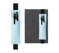 LiuMng Porte-stylo réglable, marque-page avec bande élastique noire, couleur unie, petite pochette à crayon en cuir imprimé frais, pour journal et carnet de notes, Noir , Taille unique, Porte-stylo