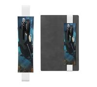 LiuMng Porte-stylo réglable, marque-page avec bande élastique noire, énorme épaulard imprimé en cuir, pochette à crayons pour journal, carnet de notes, Blanc, One Size, Porte-stylo réglable pour