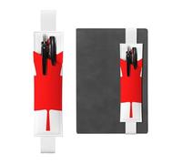 LiuMng Porte-stylo réglable, marque-page avec bande élastique noire, imprimé drapeau canadien, pochette à crayons en cuir, pour journal ou carnet de notes, blanc, Taille unique, Porte-stylo réglable