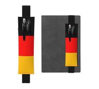 LiuMng Porte-stylo réglable, marque-page avec bande élastique noire, imprimé drapeau de l'Allemagne, pochette à crayons en cuir, pour journal et carnet de notes, Noir/blanc, One Size, Porte-stylo