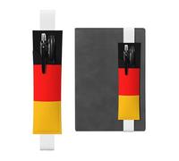 LiuMng Porte-stylo réglable, marque-page avec bande élastique noire, imprimé drapeau de l'Allemagne, pochette à crayons en cuir, pour journal et carnet de notes, blanc, Taille unique, Porte-stylo