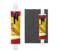LiuMng Porte-stylo réglable, marque-page avec bande élastique noire, imprimé drapeau de l'Espagne, pochette à crayons en cuir, pour journal ou carnet, blanc, Taille unique, Porte-stylo réglable pour