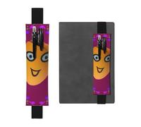 LiuMng Porte-stylo réglable, marque-page avec bande élastique noire, imprimé smiley mangue en cuir, pochette à crayon, pour journal ou carnet de notes
