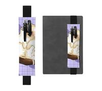 LiuMng Porte-stylo réglable, marque-page avec bande élastique noire, joli singe doré imprimé pochette à crayons en cuir, pour journal et carnet